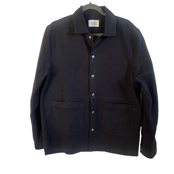 Maison Standards Felix Navy Cotton Overshirt Jacket Patch Pockets Size XL - Picture 4 of 9